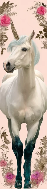 Free dragon bookmark featuring a unicorn on a light background